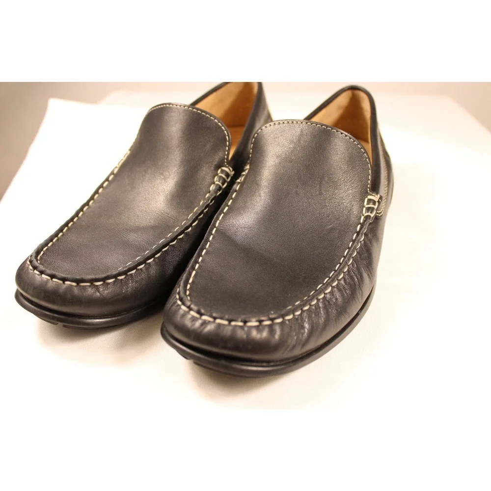 ECCO Mens Driving Loafers Shoes Size US 9.5 EU 43 Black Leather Slip On